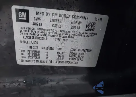 2015 Buick Encore from USA, damaged, VIN KL4CJESB1FB132648